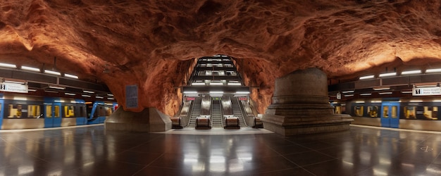 Foto la estación de metro radhuset es una de las estaciones más bellas y famosas de la ciudad.