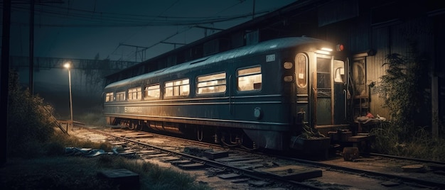 estación de tren Post apocalipsis paisaje abandonado ferrocarriles aislado nyc plataforma noche luz de la luna