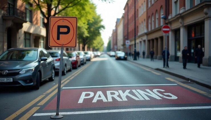 Estacionamiento en la calle en la ciudad