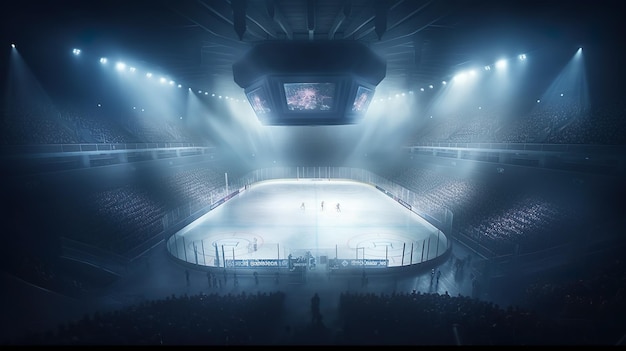 Estadio de campo vacío de pista de hielo de hockey