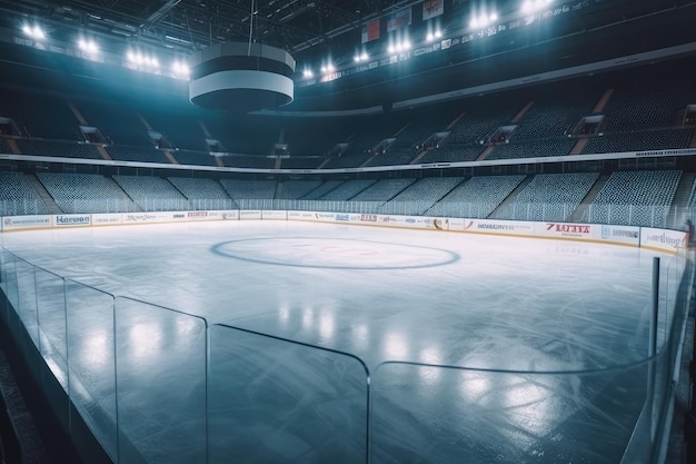 Estadio de campo vacío de pista de hielo de hockey