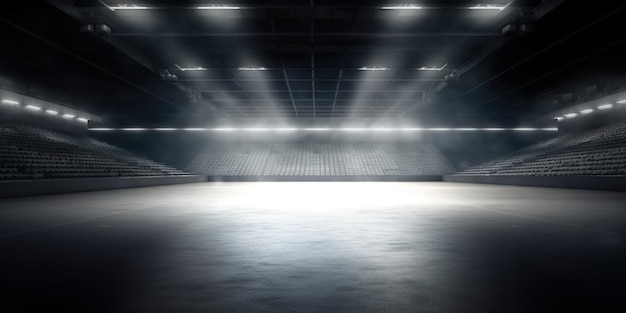 Estádio com luzes de fundo para exibição Generative AI