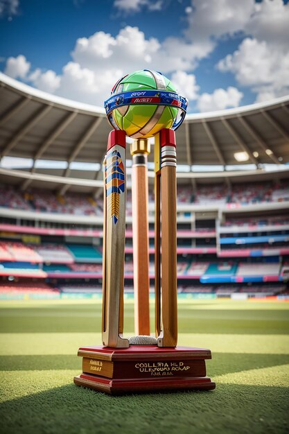 Foto el estadio de la copa de cricket con colores vibrantes ultra hd