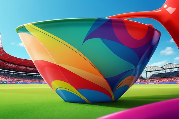 Foto el estadio de la copa de cricket con colores vibrantes ultra hd