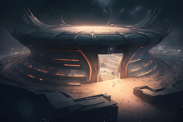 Estádio Cyberpunk do futuro Rede neural gerada por IA