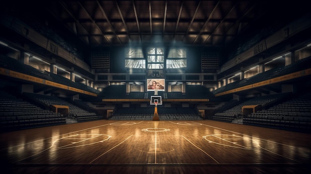 Estádio de basquete iluminado Ilustração AI GenerativexA