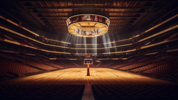 Estádio de basquete iluminado Ilustração AI GenerativexA