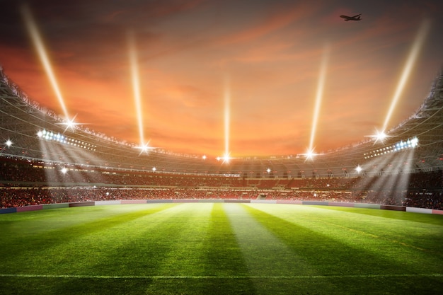 Foto estádio de futebol 3d render arena de campo de estádio de futebol