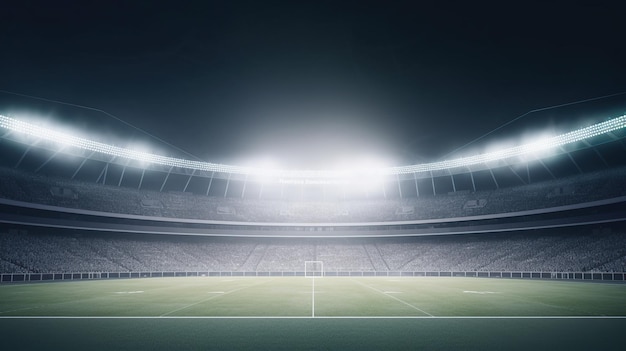 Estádio de futebol à luz dos holofotes estádio de futebol no fundo do esporte noturno