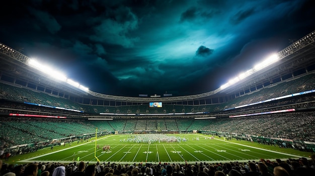 Estádio de futebol americano em vista noturna