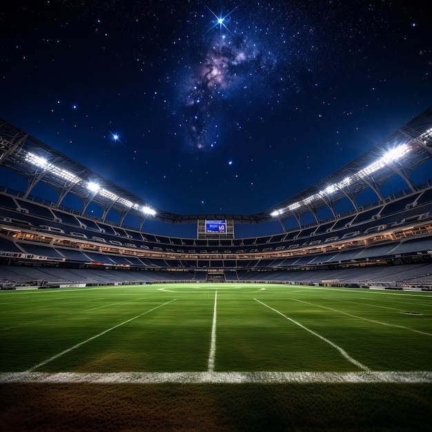 Estádio de futebol americano sob o céu noturno