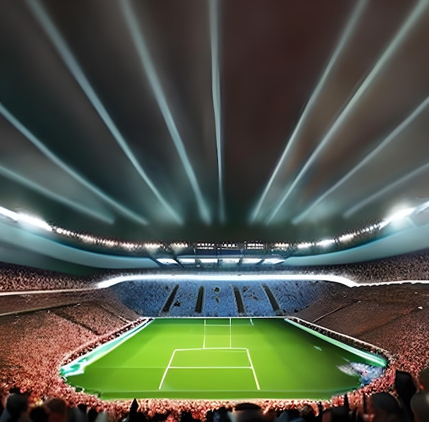 Estádio de futebol com holofotes foto AI gerado