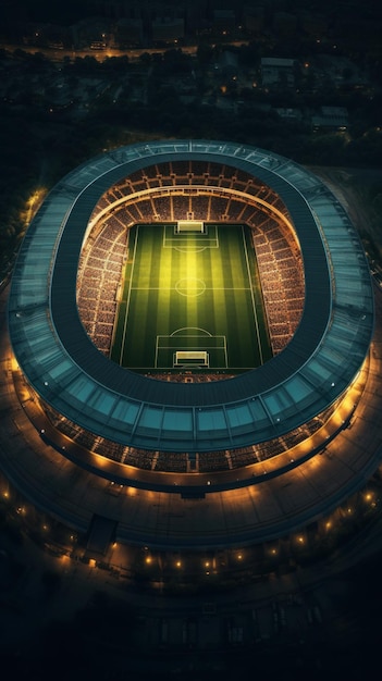 Estádio de futebol de cima Conceito de emoção e energia Generative AI