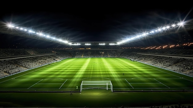 Foto estádio de futebol iluminado por holofotes