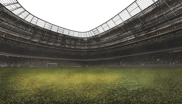 Estádio de futebol moderno pronto para partida de futebol