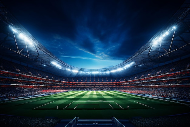 Estádio de futebol realista ultra grande angular