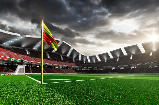 Foto estádio de futebol vazio sem torcedores à luz da noite