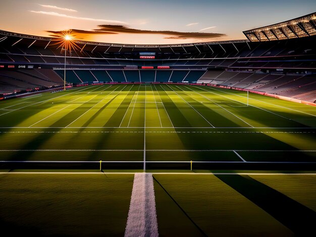 Estádio de rugby esportivo mais escuro e vazio