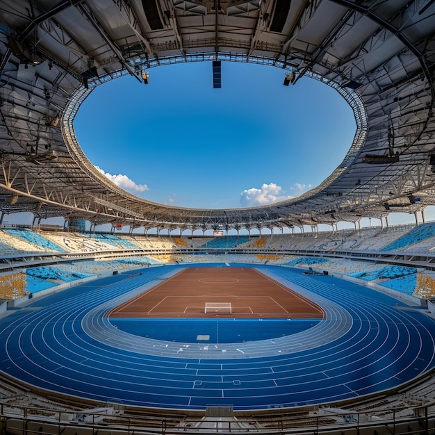 Foto estadio deportivo vacío vista en gran ángulo