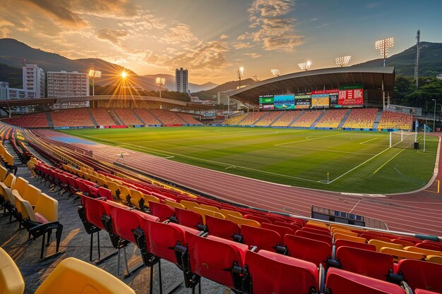 Foto estadio diurno bajo el sol con luces