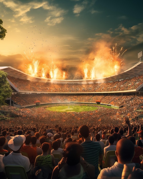 Estádio e telefone 3D renderização composição e estádio é o imaginário