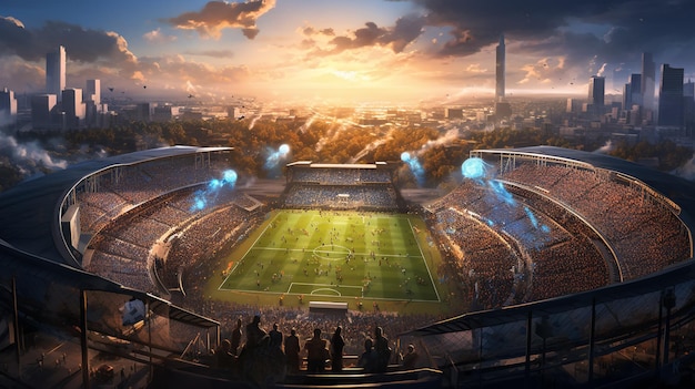 Estadio de fútbol en 3D