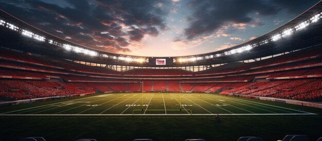 Estadio de fútbol americano con campo verde listo para el juego imagen generada por IA