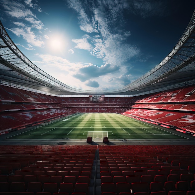 un estadio de fútbol con un campo de fútbol y un campo de futbol con la palabra coca cola en el lado