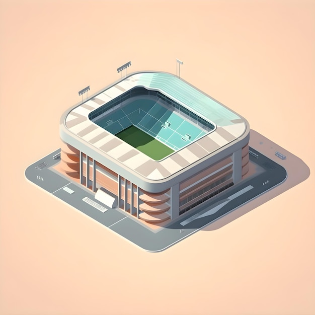 Estadio de fútbol isométrico 3D Ilustración vectorial Eps 10