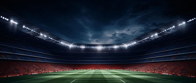 estadio de fútbol por la noche fondo generativo ai