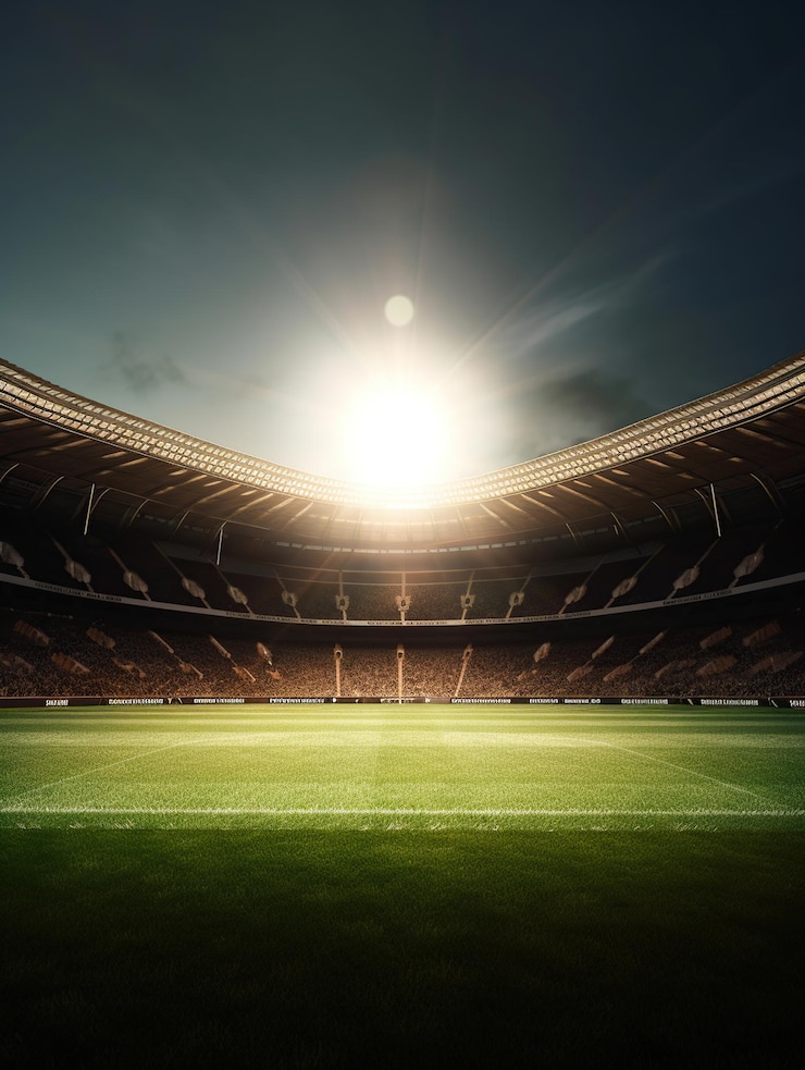 Foto estadio de fútbol por la noche generativo ai