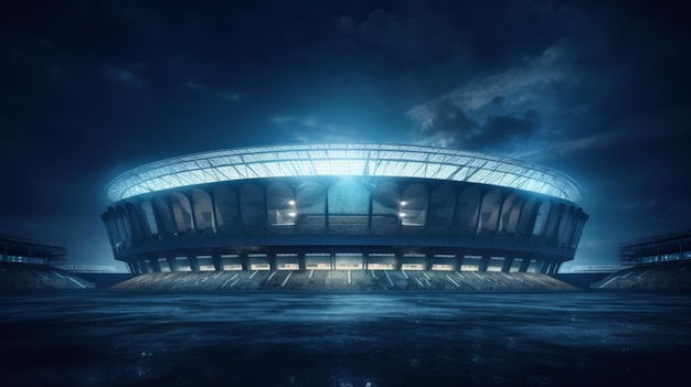 Estadio de fútbol de noche Ilustración AI GenerativexA