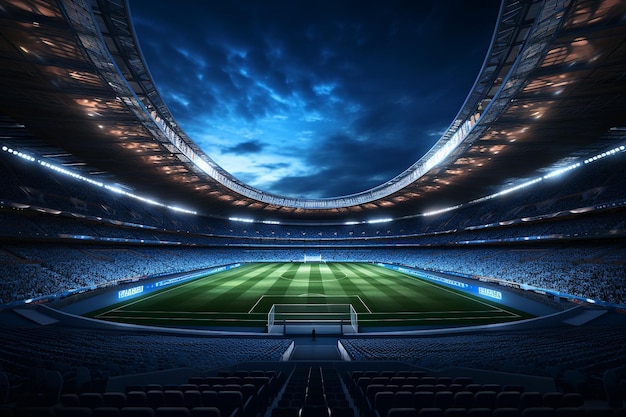 Estadio de fútbol realista ultra gran angular