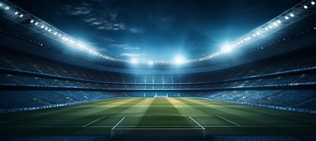 Estadio de fútbol con reflectores