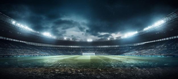 Estadio de fútbol con reflectores