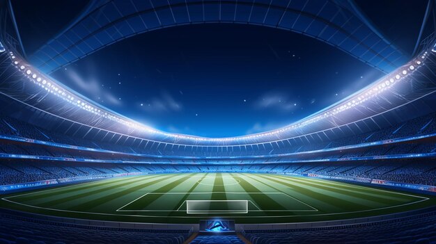 estadio de fútbol vectorial iluminado por reflectores