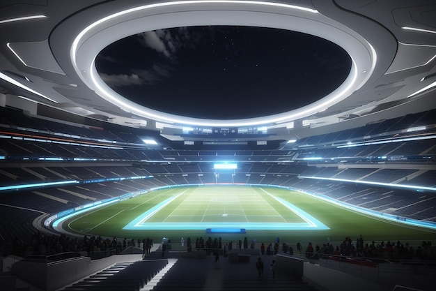 Estadio futurista Metaverse HighTech Sports Arena