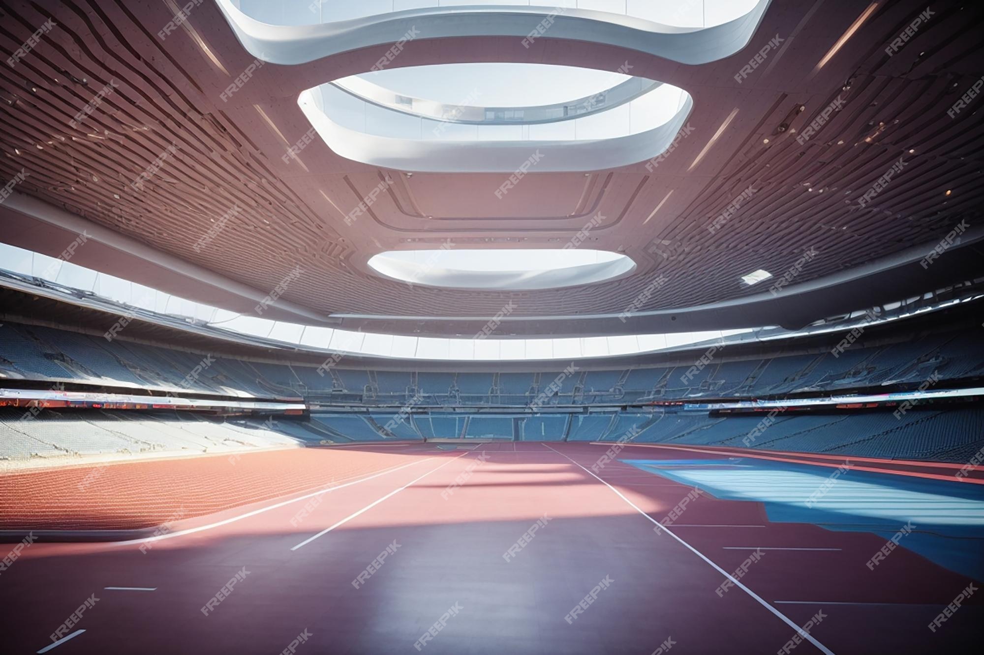 Estádio futurista metaverso interior arena esportiva de alta tecnologia