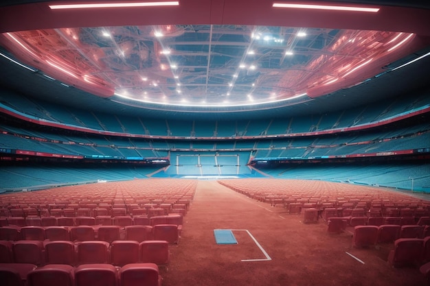 Estádio Futurista Metaverso Interior Arena Esportiva de Alta Tecnologia