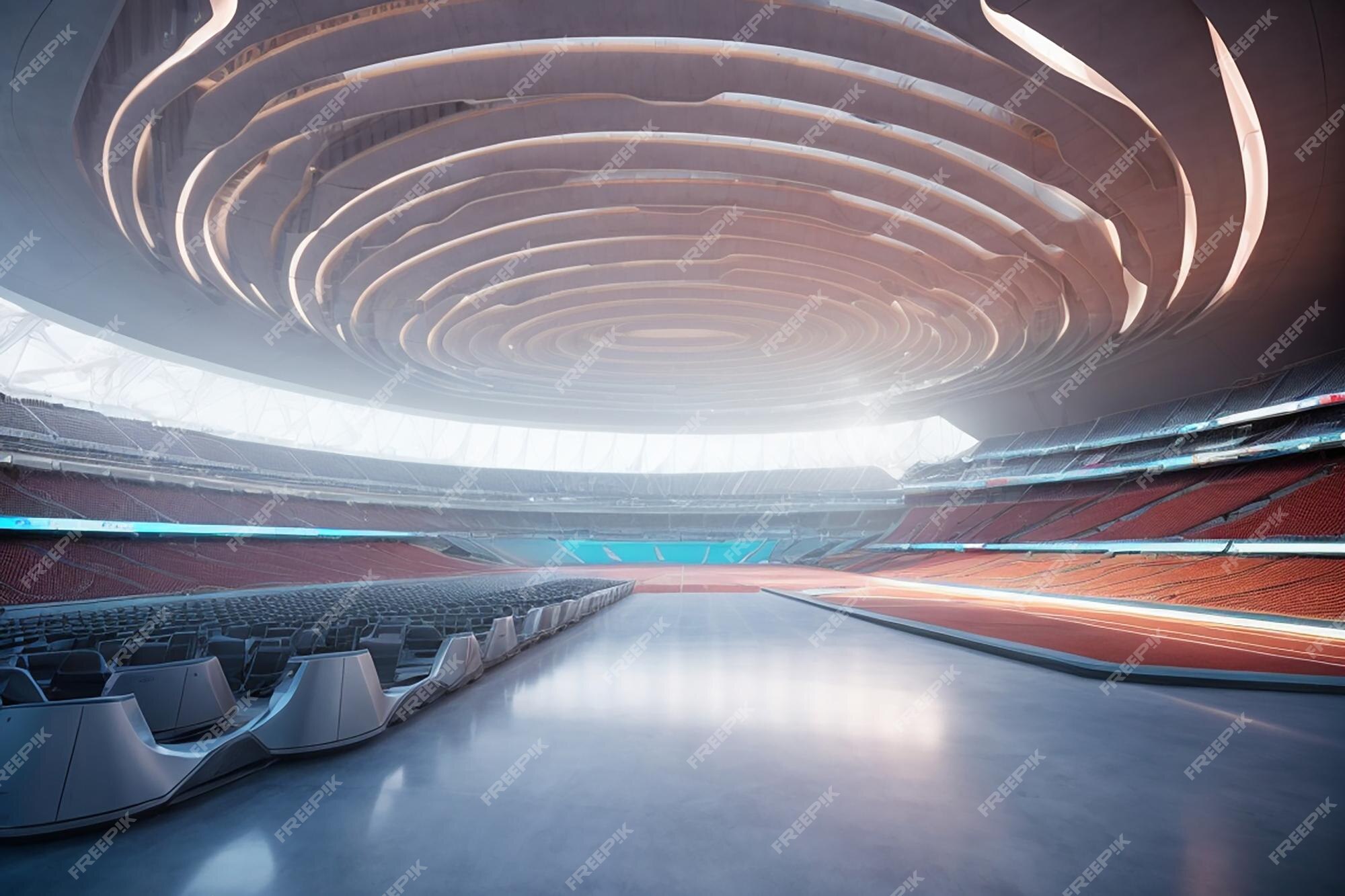 Estádio futurista metaverso interior arena esportiva de alta tecnologia