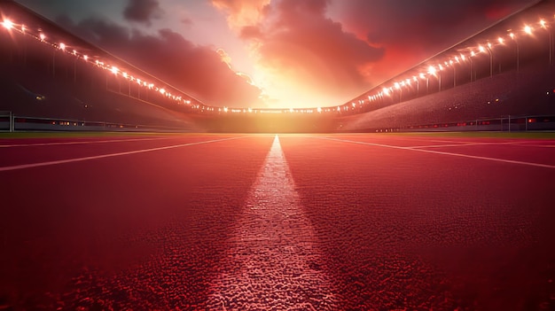 Estádio iluminado por luz vermelha