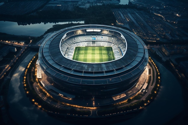 Un estadio con un letrero que dice copa mundial de fútbol.