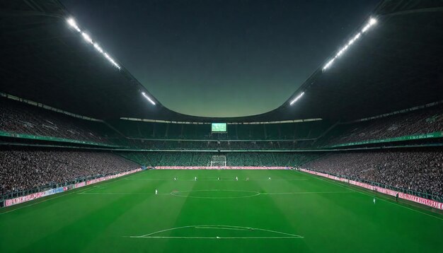 Foto un estadio con un letrero verde que dice im a en él