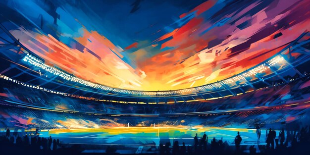 Un estadio con luces en el cielo