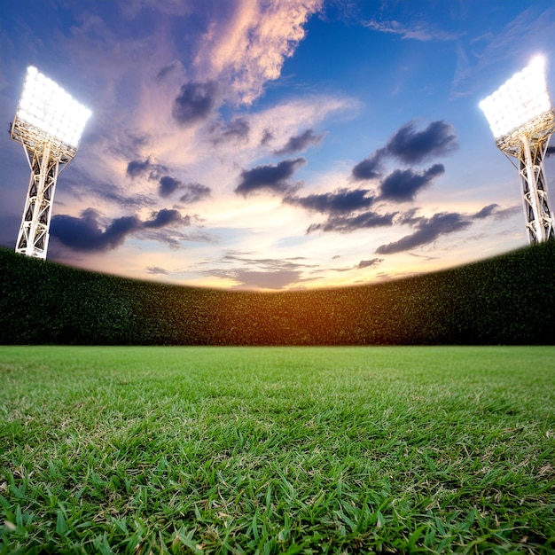 un estadio con las luces encendidas y la palabra "casa" en la parte inferior