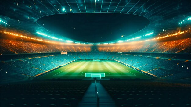 un estadio con luces en el fondo