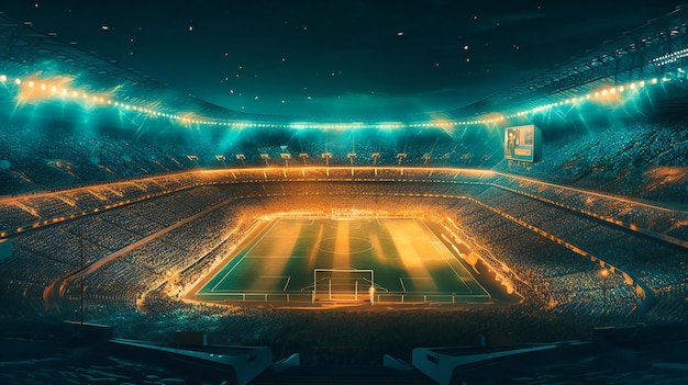 un estadio con luces en el fondo