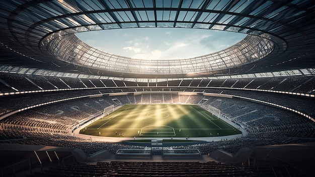 Un estadio con muchos asientos y un estadio con un cielo azul y la palabra euro.