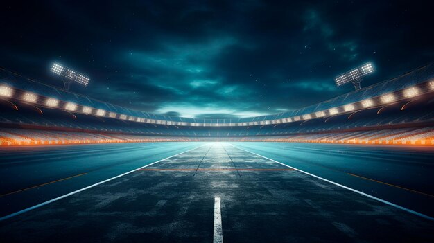 en el estadio de noche con luces brillantes y fútbol rojo