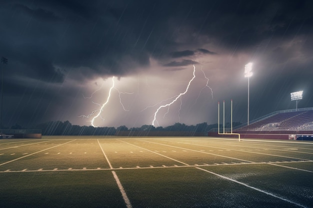 Estádio para futebol tempestuoso clima generativo ai